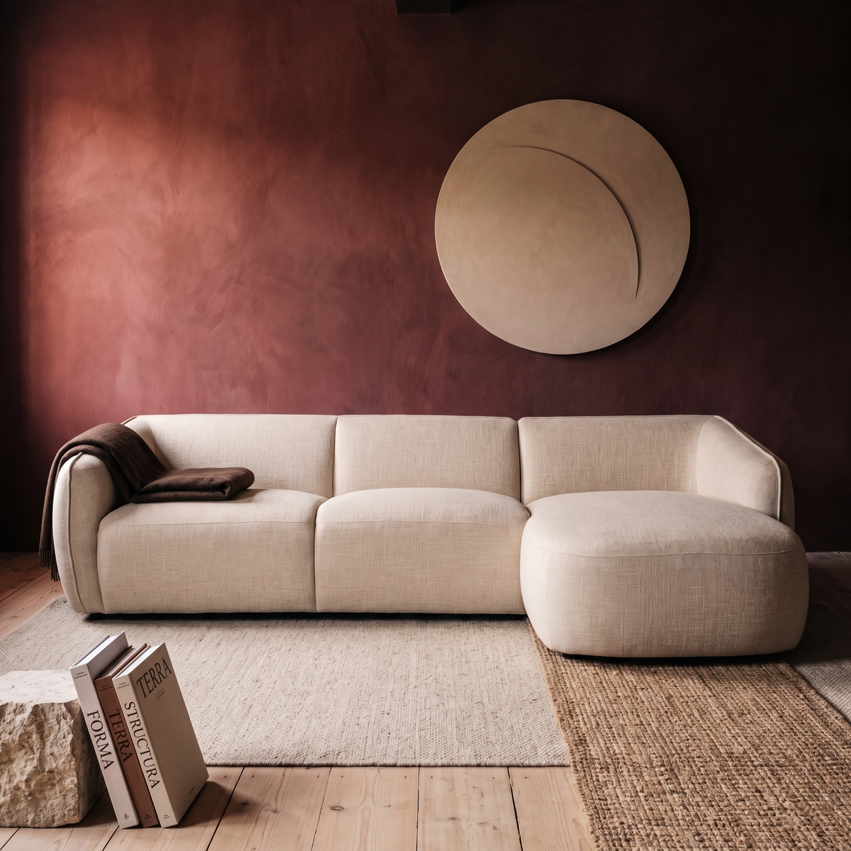 Hoekbank Elin hoek rechts Beige in interieur