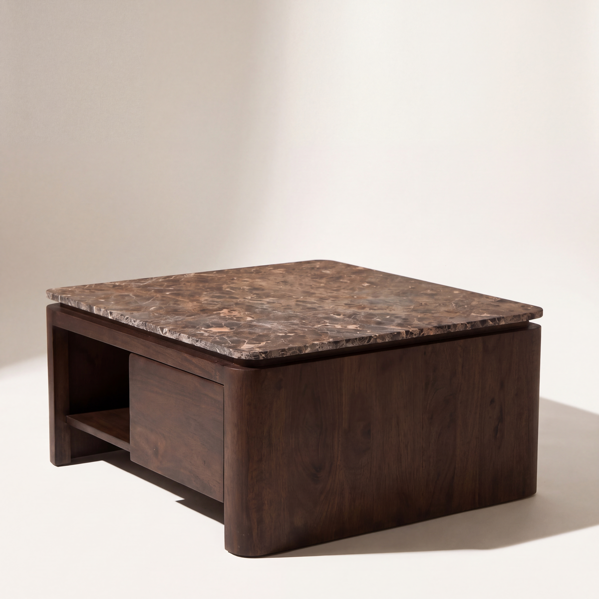 Vierkante salontafel Iwa Bruin bruin marmer