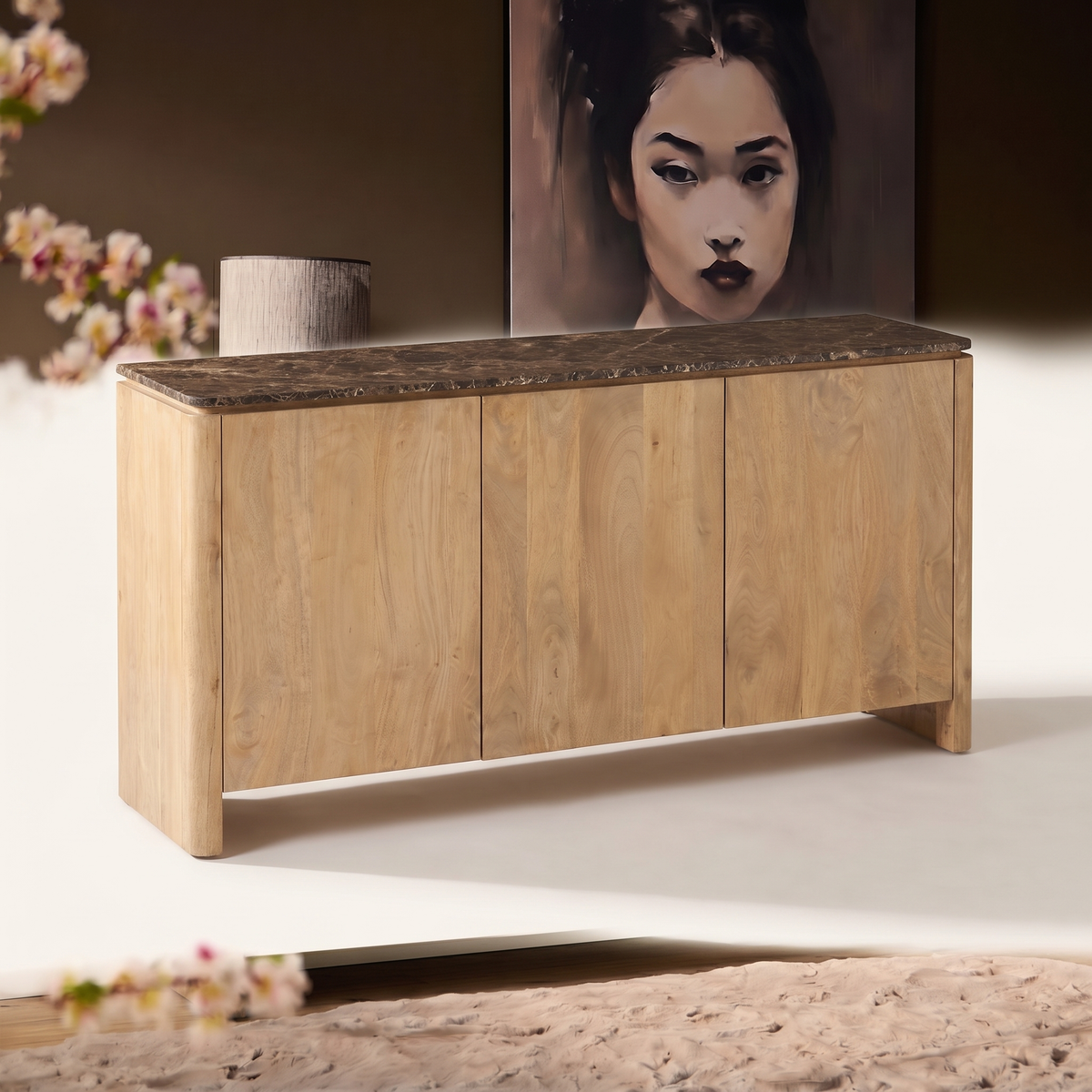 Dressoir Iwa Naturel 165 cm bruin marmer - versie 2