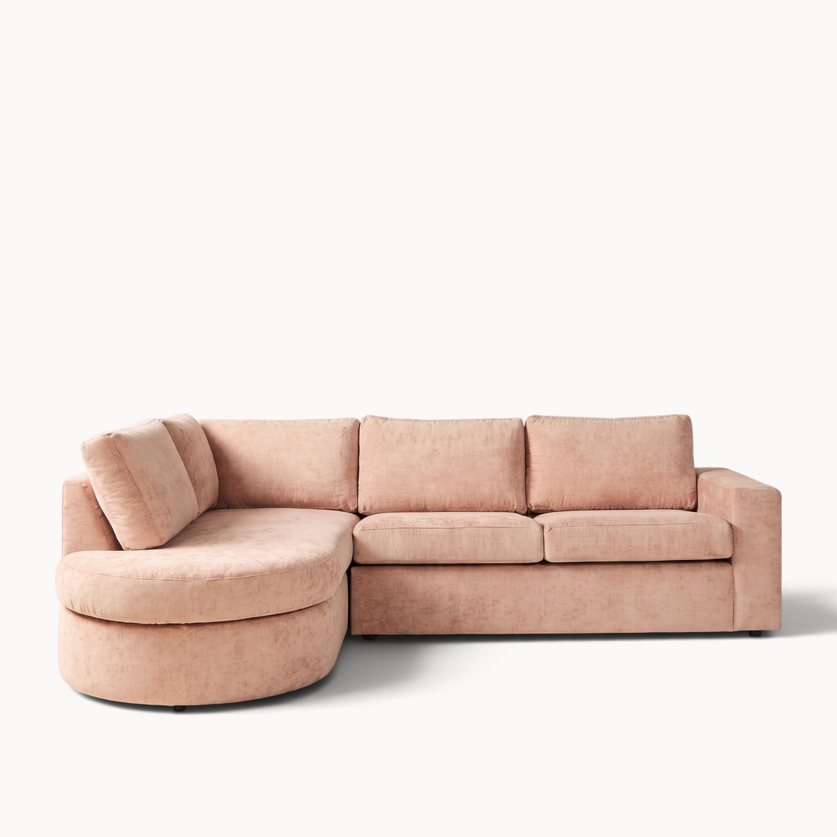 Hoekbank Hana Roze met divan links in een woonkamer