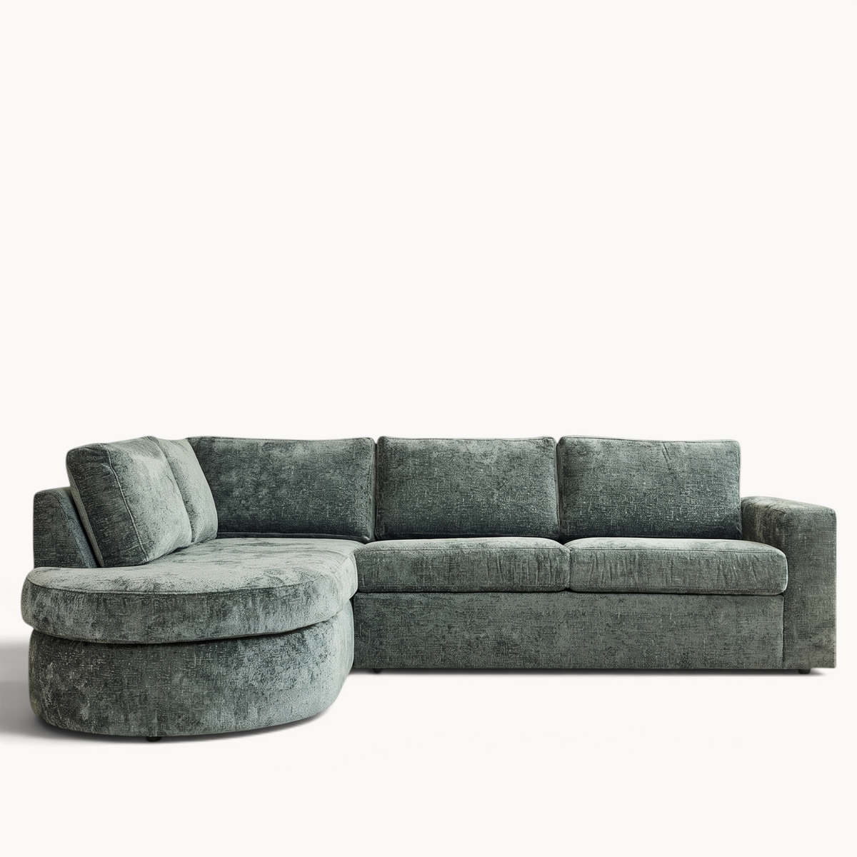 Hoekbank Hana Groen met divan links in een woonkamer