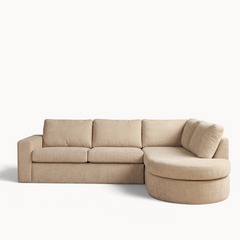 Hoekbank Hana Beige met divan rechts in een woonkamer
