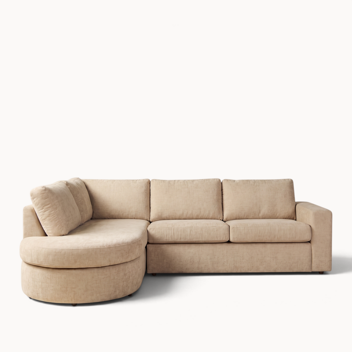 Hoekbank Hana Beige met divan links in een woonkamer