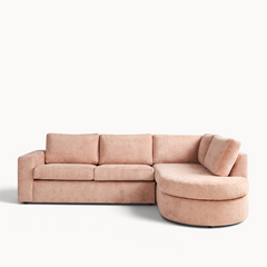 Hoekbank Hana Roze met divan rechts in een woonkamer