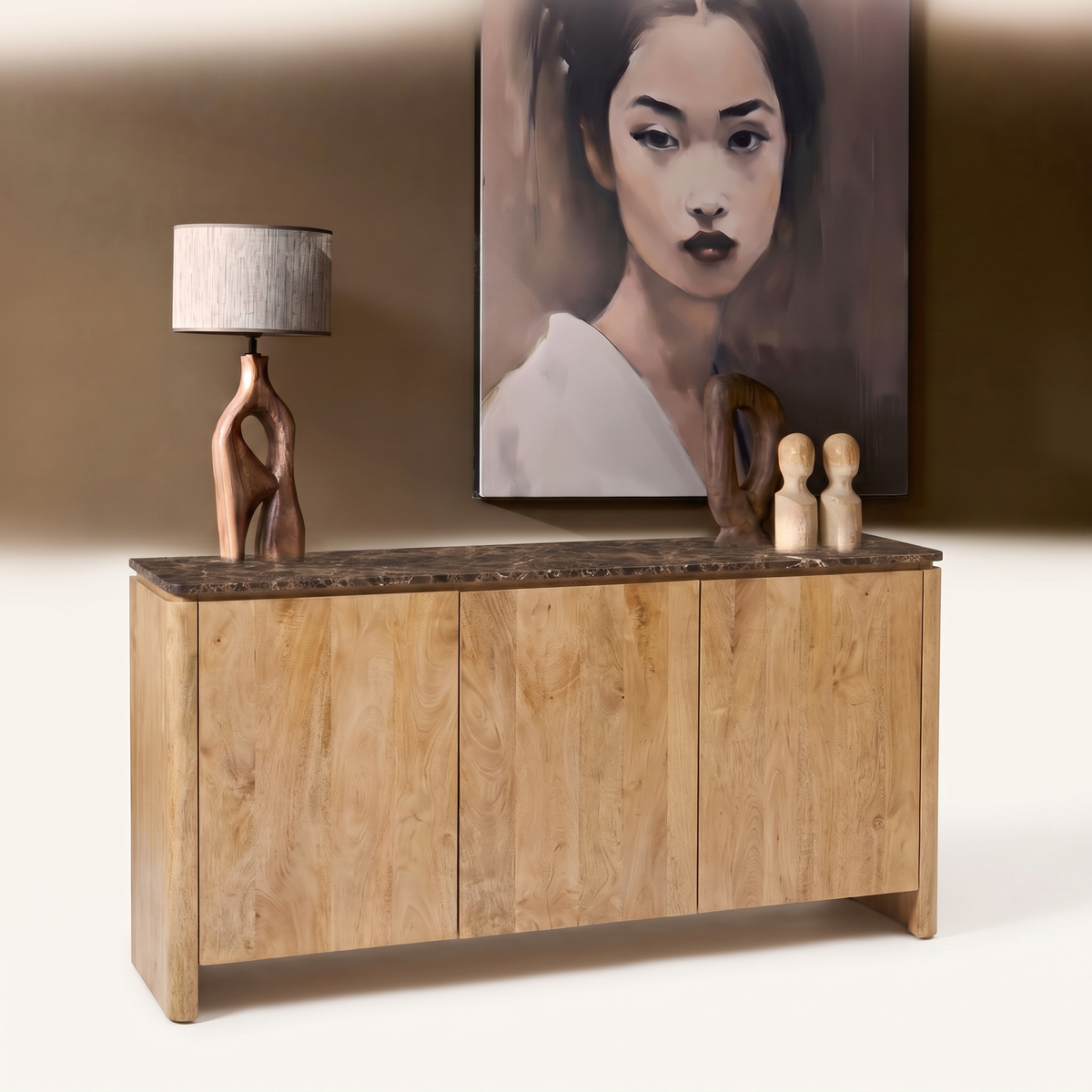 Kabinetkast Iwa Naturel 90 cm bruin marmer - versie 2