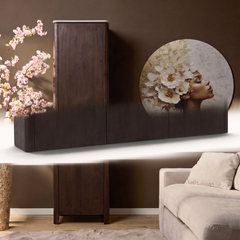 Zwevend tv meubel Iwa Bruin 165 cm beige marmer