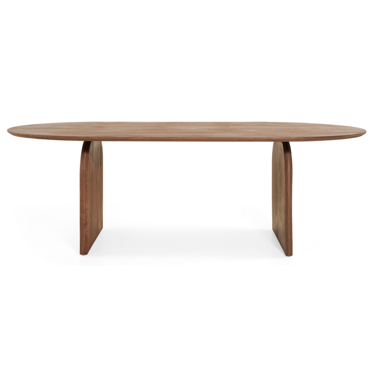 Eettafel Arlo in bruin mangohout, detail van het blad