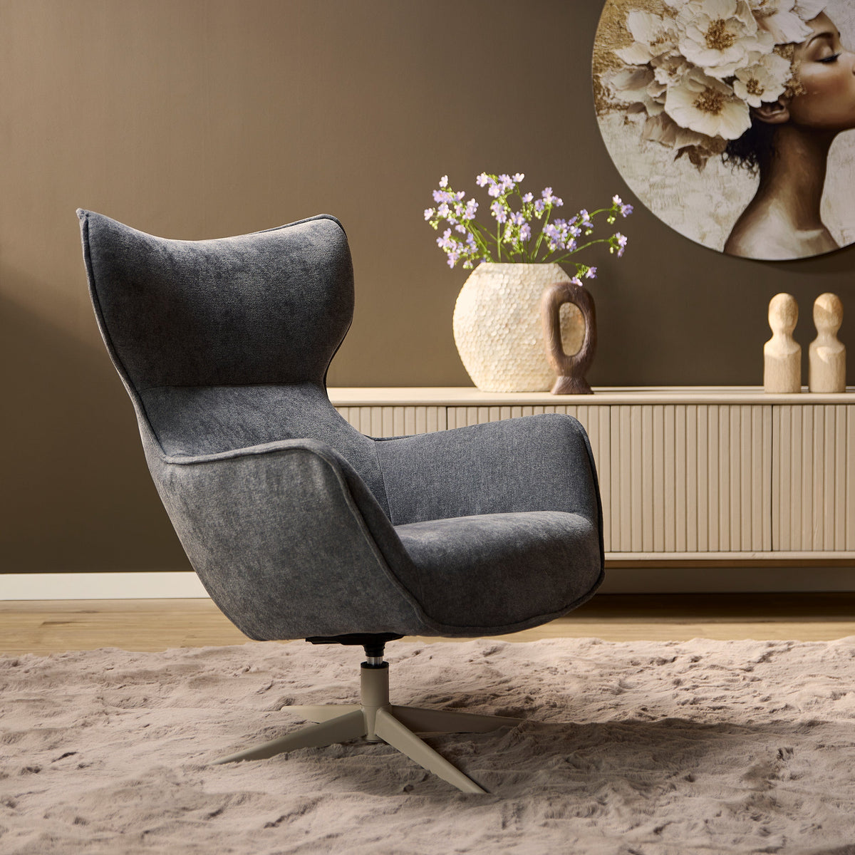Draaibare fauteuil Suzu Antraciet